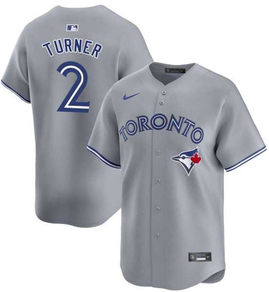Men%27s Toronto Blue Jays #2 Justin Turner Gray Cool Base Stitched Jersey Dzhi